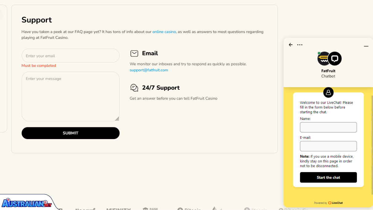 FatFruit Casino Customer Support