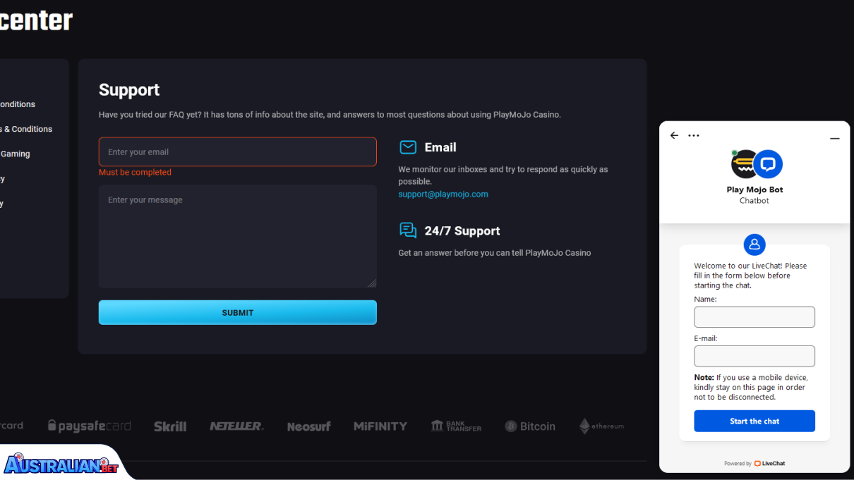 PlayMojo Casino Customer Support