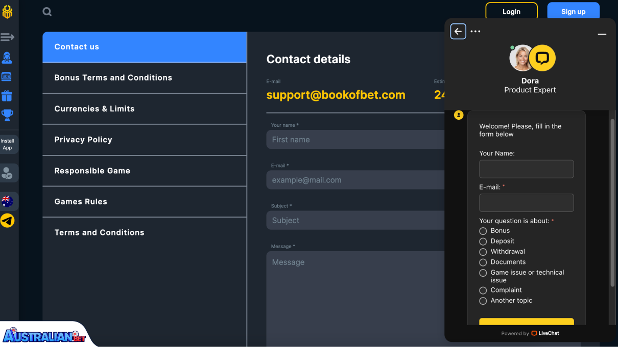 BookOfBet Casino Customer Support