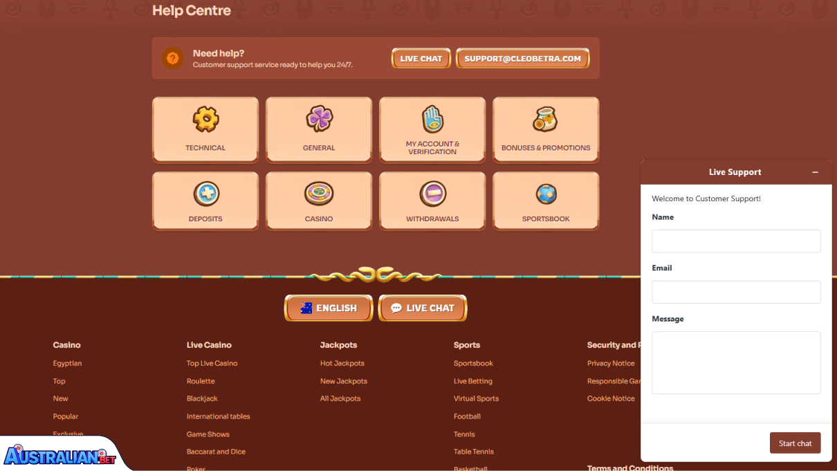 Cleobetra Casino Customer Support