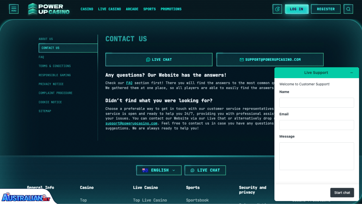 PowerUp Casino Customer Support