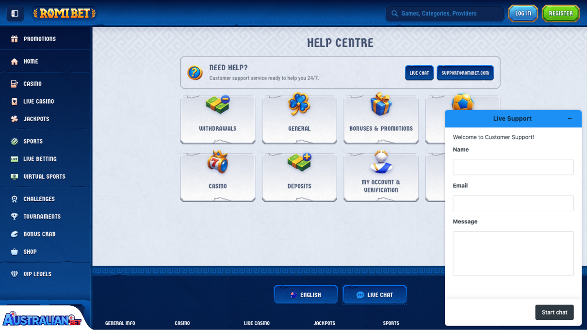 Romibet Casino Customer Support