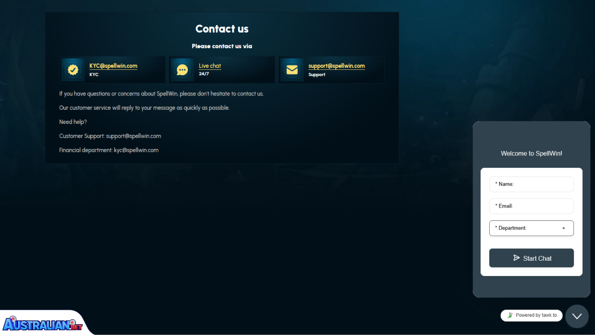 SpellWin Casino Customer Support