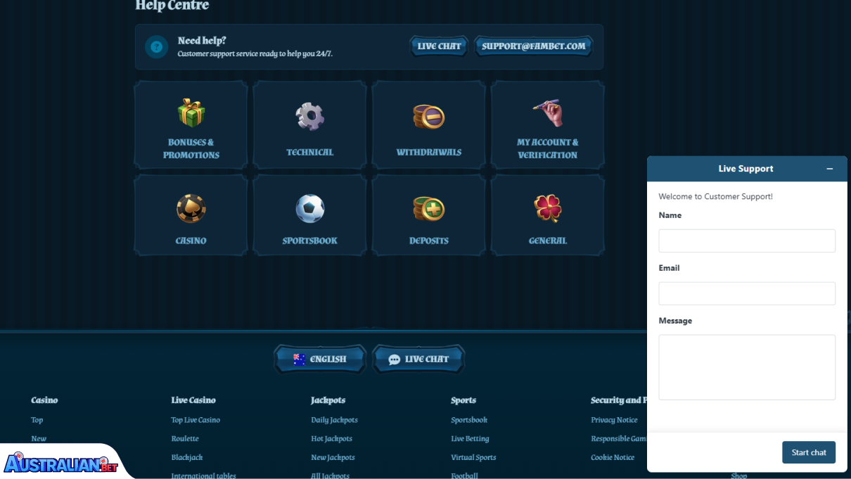 FamBet Casino Customer Support