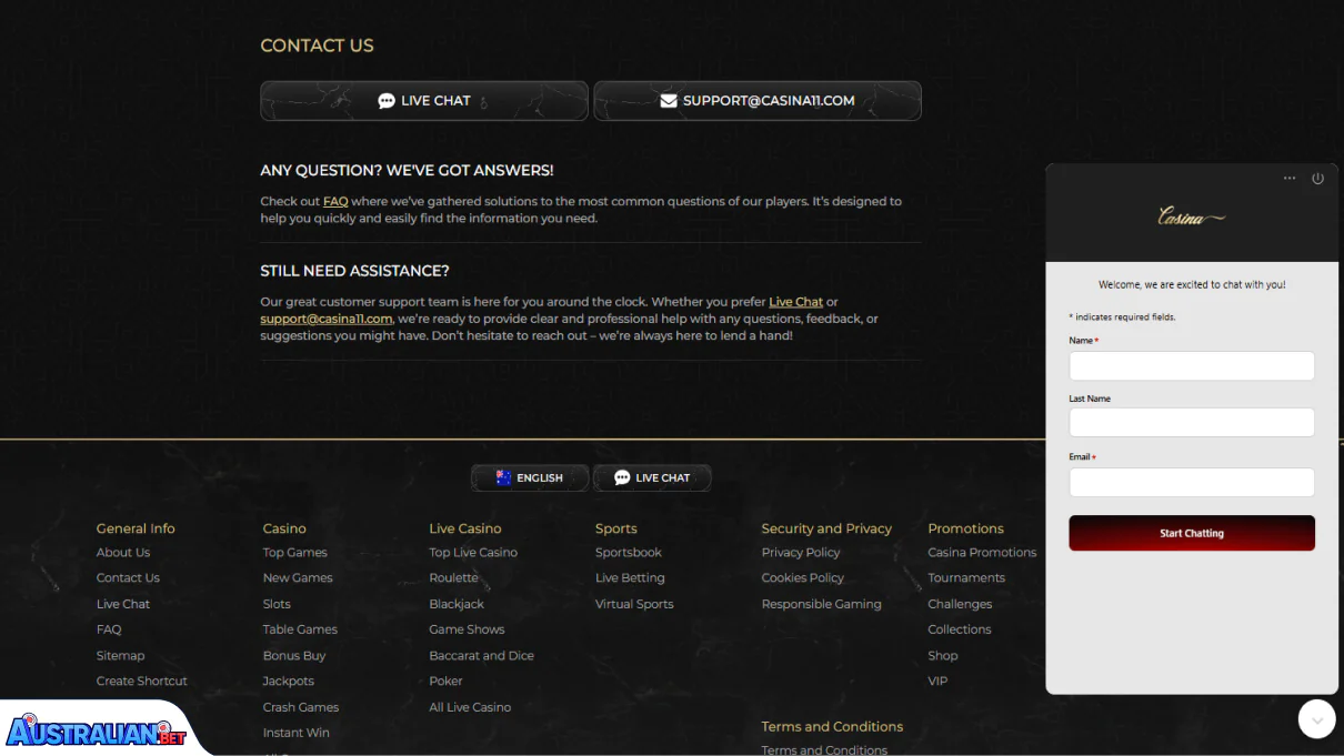 Casina Casino Customer Support