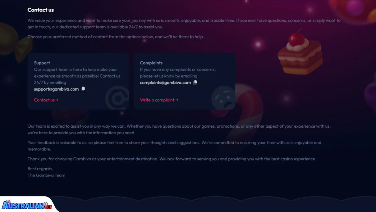 Gambiva Casino Customer Support