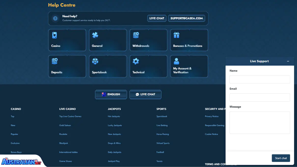 Casea Casino Customer Support