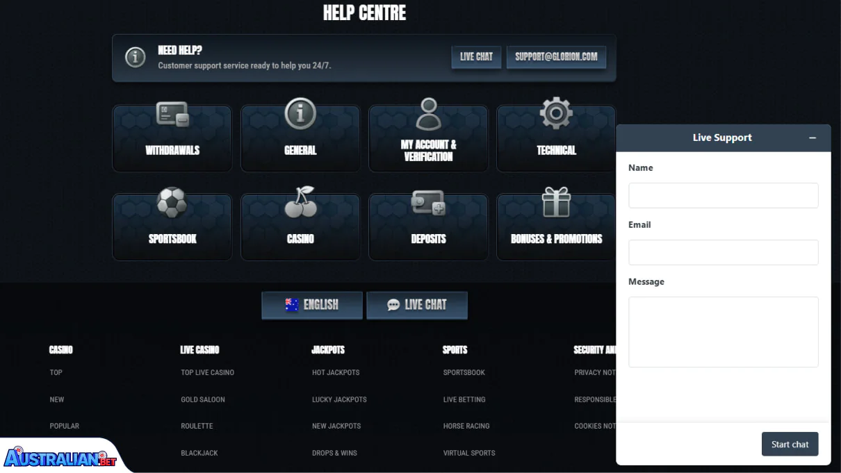 Glorion Casino Customer Support