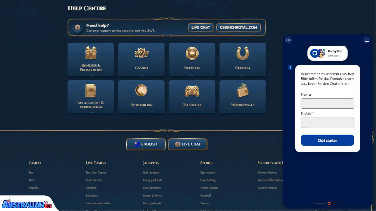 Rich Royal Casino Customer Support