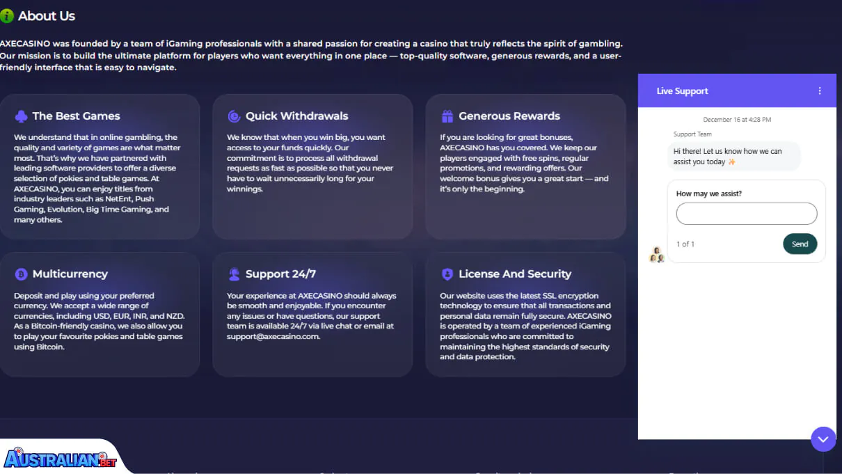 Axecasino Customer Support